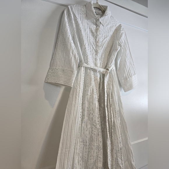 NWT Zara Chic White Striped Dress Size Medium - Picture 8 of 10